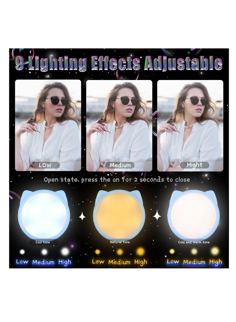 Selfie Ring Light Selfie Clip on Ring Light Mini Rechargeable 9 Level Adjustable Brightness Ring Light Portable Clip on Selfie Fill Light for Phone Laptop Video Photography Girl Makes up (Pink, Blue) - Image 5