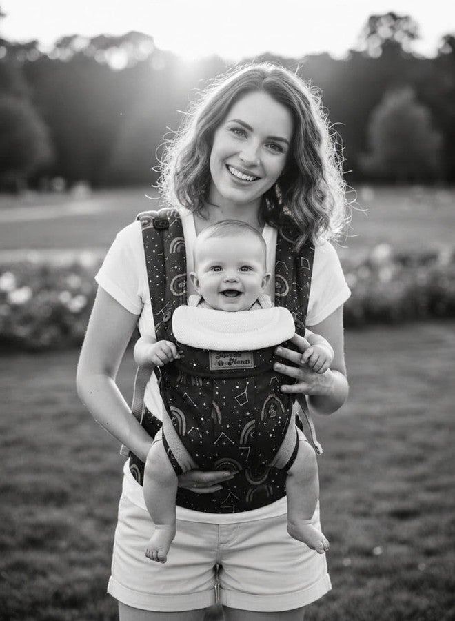 MIRACLE MOMS 4 in 1 Baby Carrier Cuddler Kangaroo Bag Ergonomic Infant Toddler Adjustable Travel Support Navy Geometric Print - Image 5