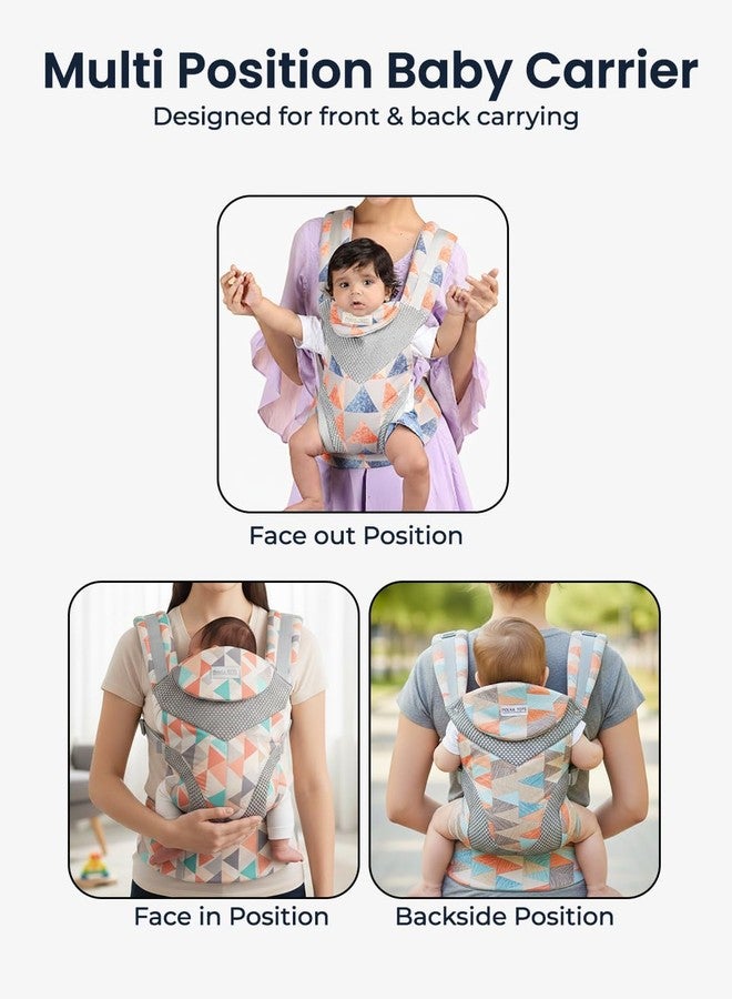 MIRACLE MOMS 4 in 1 Baby Carrier Cuddler Kangaroo Bag Ergonomic Infant Toddler Adjustable Travel Support Navy Geometric Print - Image 2