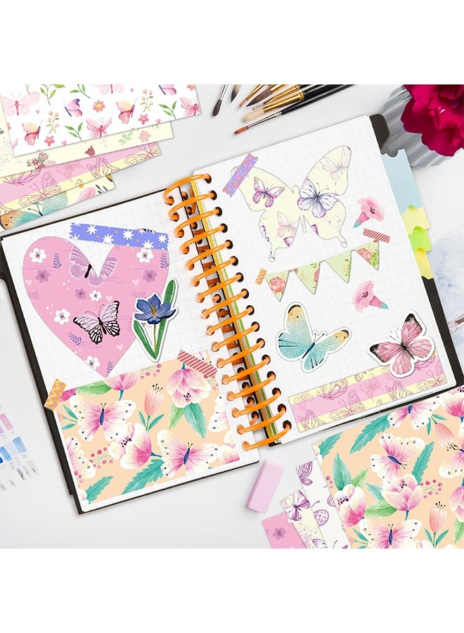 Quantum 24 PCS Scrapbook Paper, Spring Themed Double-sided Printing Cardstock, Double Sided Butterfly Patterns Decorative Craft Paper  for DIY Origami Scrapbooking - Image 5