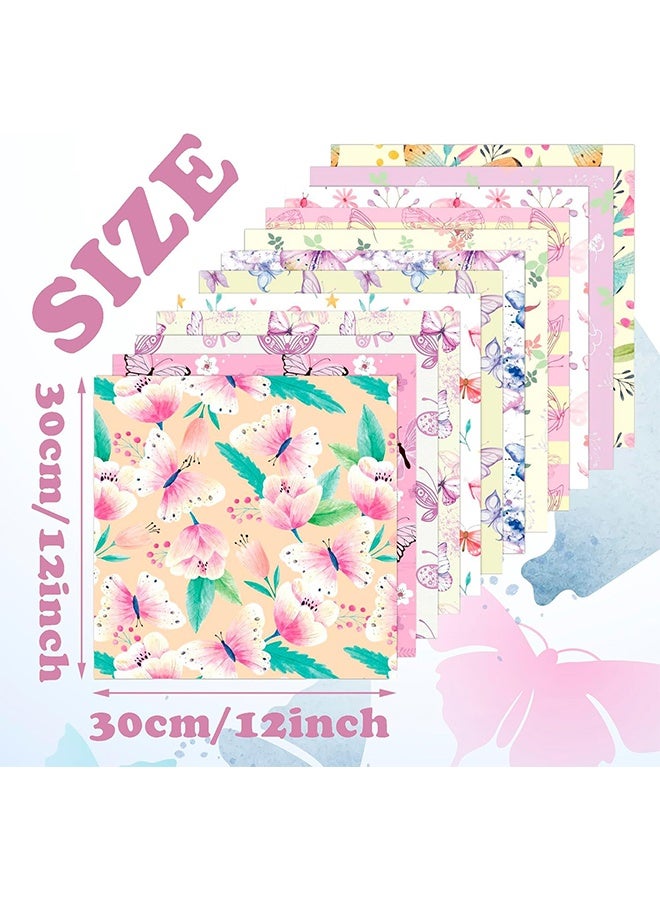 Quantum 24 PCS Scrapbook Paper, Spring Themed Double-sided Printing Cardstock, Double Sided Butterfly Patterns Decorative Craft Paper  for DIY Origami Scrapbooking - Image 2