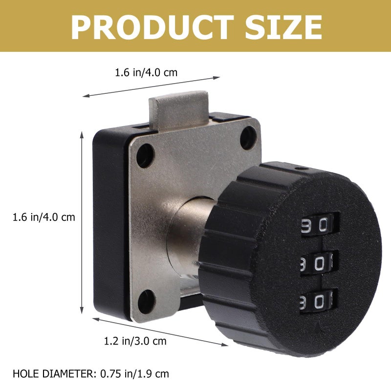 3 Digit Combination Lock for Cabinet Drawer Locker Security Black - Image 3