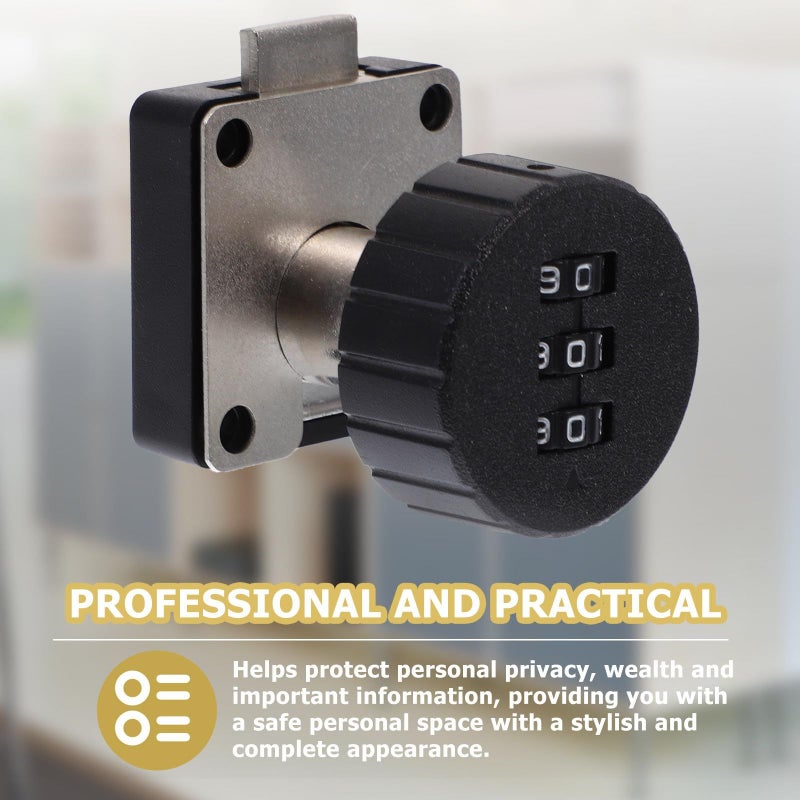3 Digit Combination Lock for Cabinet Drawer Locker Security Black - Image 4
