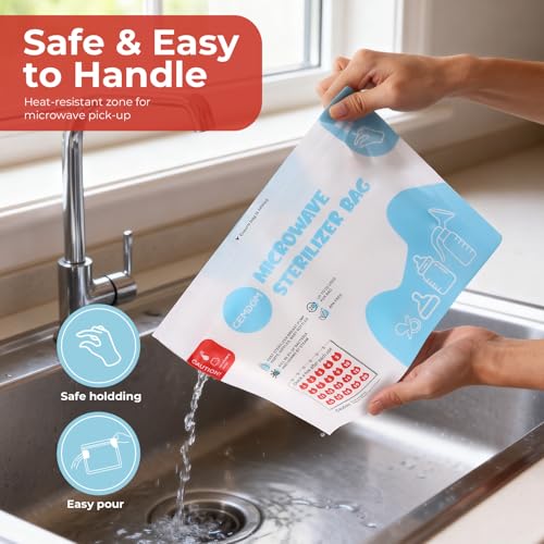 Gemdom 15 Pack Microwave Steam Sterilizer Bags Plus, Large Size for Baby Bottles Soothers, Teethers, Breast Pump Parts, Training Cups and Accessories, 20 Uses Per Bag, Baby Travel Essential - Image 5