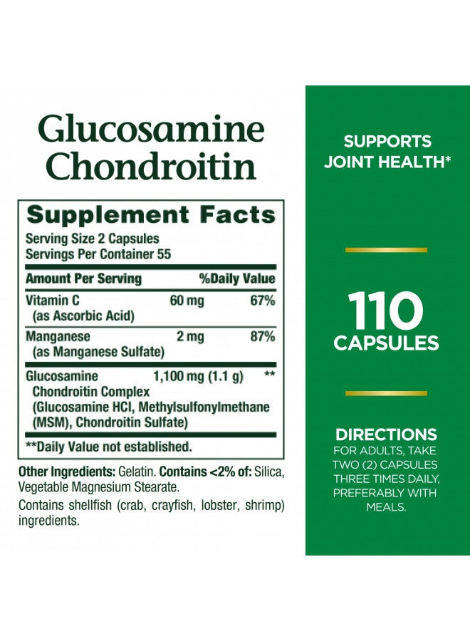 NATURE'S BOUNTY Nature's Bounty Glucosamine Chondroitin Pills and Dietary Supplement, Support Joint Health, 110 Capsules  - Image 3