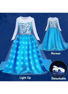 G.C Girls Light Up Elsa Dress Costume Toddler Princess Dress Up With Cape Kids Elsa Wig Crown Wand Toys Halloween Cosplay Birthday Party Gifts  - Image 3