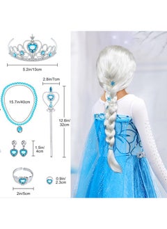 G.C Girls Light Up Elsa Dress Costume Toddler Princess Dress Up With Cape Kids Elsa Wig Crown Wand Toys Halloween Cosplay Birthday Party Gifts  - Image 4