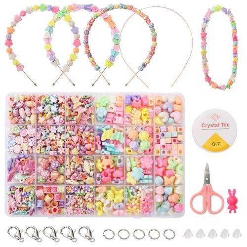 Satmarhz Jewellery Making Kit for Girls, Bracelet Making Kit for Kids DIY Colorful Bracelet Necklace Making, Activity Games for Girls Age 6-12 Years Old,Plastic, Multicolor - Image 1