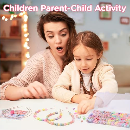 Satmarhz Jewellery Making Kit for Girls, Bracelet Making Kit for Kids DIY Colorful Bracelet Necklace Making, Activity Games for Girls Age 6-12 Years Old,Plastic, Multicolor - Image 5