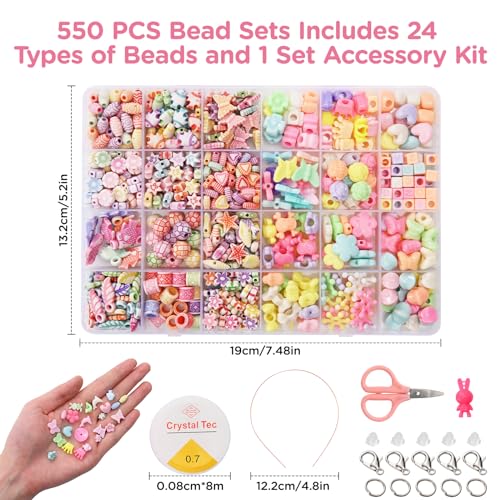 Satmarhz Jewellery Making Kit for Girls, Bracelet Making Kit for Kids DIY Colorful Bracelet Necklace Making, Activity Games for Girls Age 6-12 Years Old,Plastic, Multicolor - Image 2