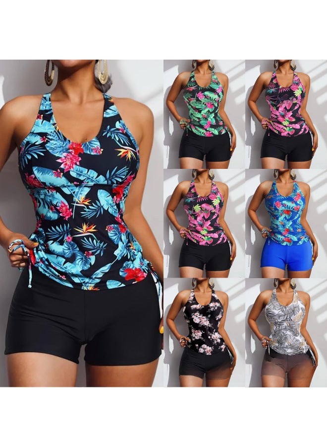 Loquat Ming Yi's European And American Multicolor Printed Tankini Flat Leg Women's Swimsuit-Color:Pattern 5- - Image 2