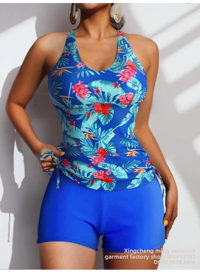 Loquat Ming Yi's European And American Multicolor Printed Tankini Flat Leg Women's Swimsuit-Color:Pattern 5- - Image 1