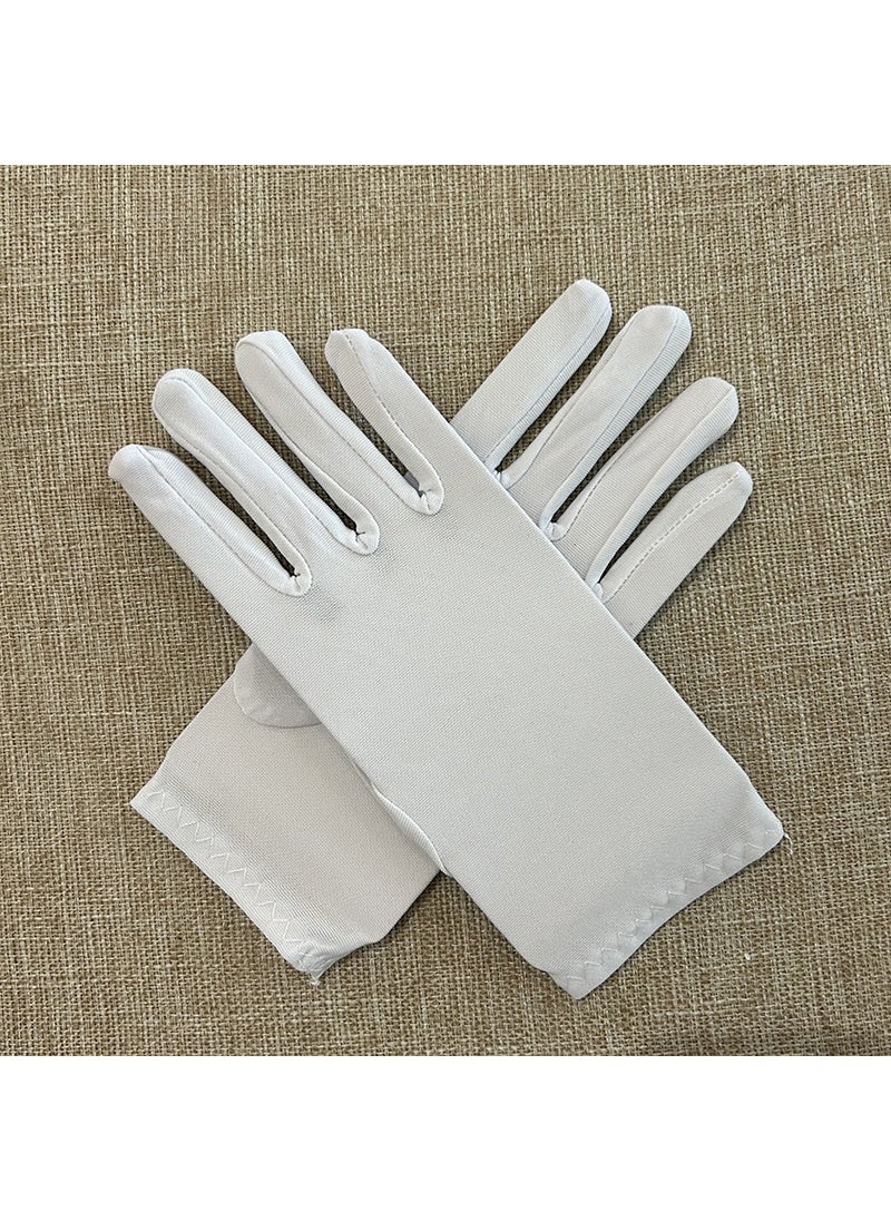 Cross-border short milk silk gloves clothing accessories etiquette gloves summer go out essential White