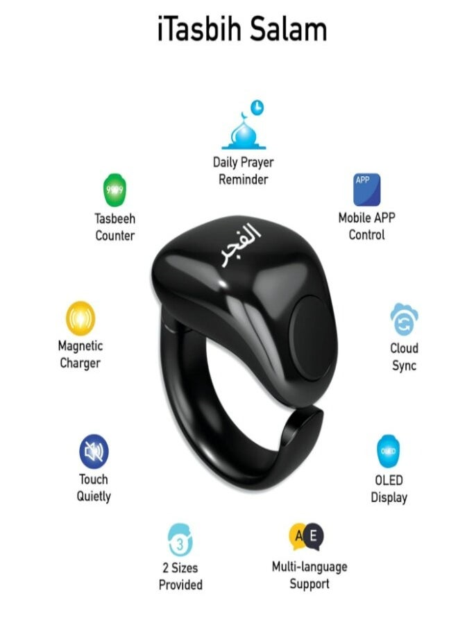 Beauenty Zikr Ring Smart Tasbih Counter Weslamic iTasbih Ring Black  - Image 3