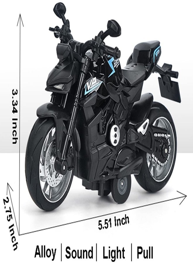 Gilumza Pull Back Motorcycle Toys, Ducati Gift with Music Lighting, Street Fighter Motorcycles Toy for Boys Kids Age 3-12 Year Old (Black) - Image 2