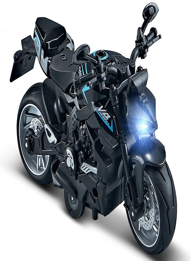 Gilumza Pull Back Motorcycle Toys, Ducati Gift with Music Lighting, Street Fighter Motorcycles Toy for Boys Kids Age 3-12 Year Old (Black) - Image 1