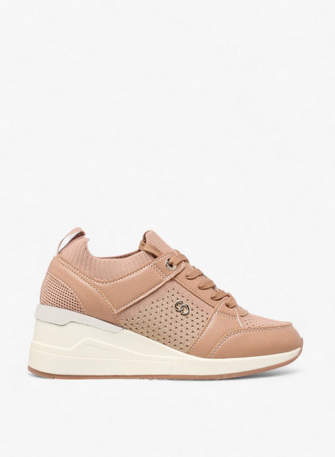 Celeste Women's Textured Lace-Up Wedge Heeled Sneakers  - Image 3