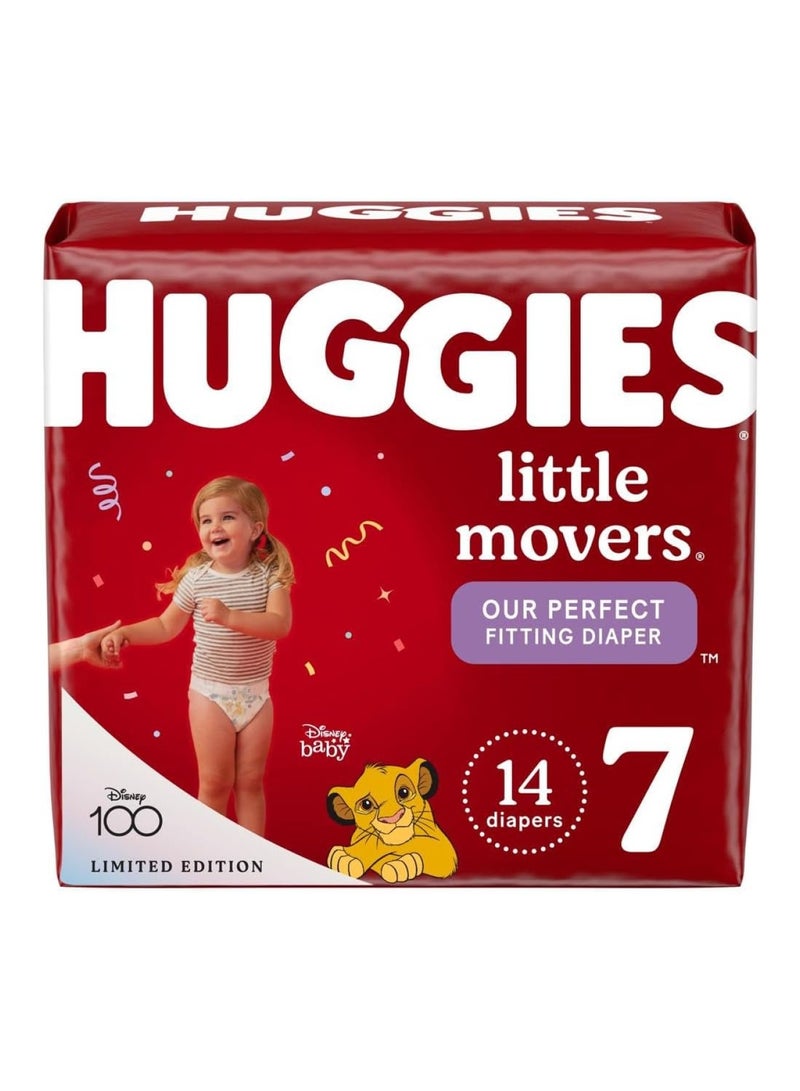 HUGGIES Baby Diapers Size 7 (41+ Lbs), 14 Ct, Little Movers - Image 1