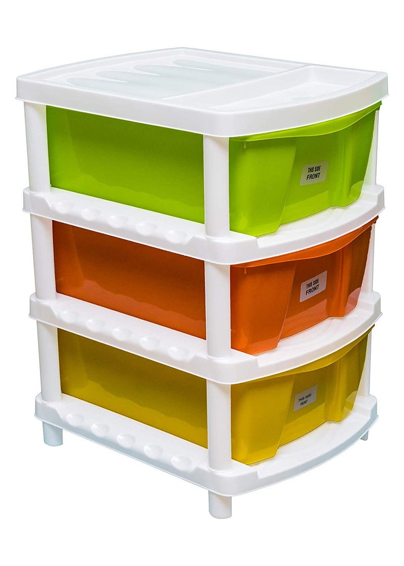 Veer Veer Multipurpose Plastic Modular Multicolour 3 Drawer System Chest Storage Organizer Large Container Rack Set for Home Office and Kitchen  - Image 4