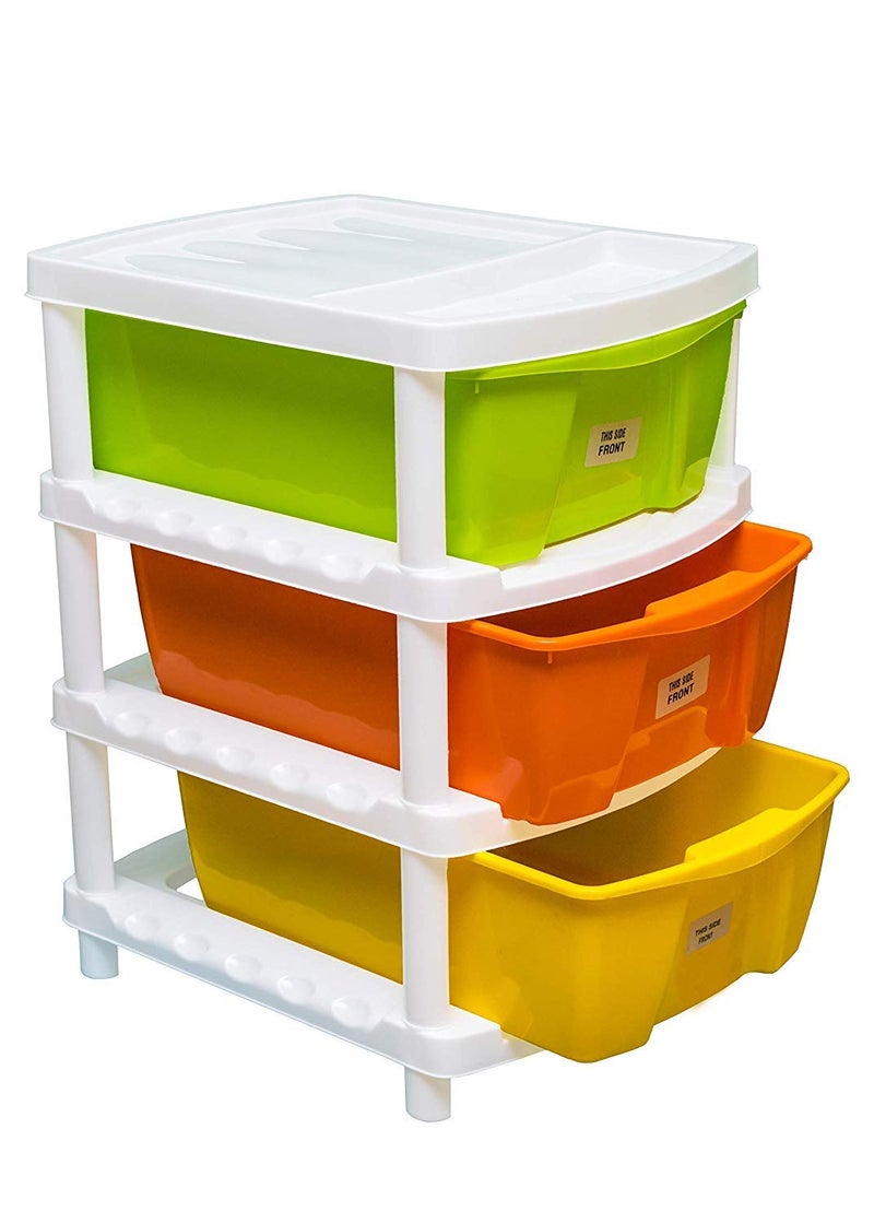 Veer Veer Multipurpose Plastic Modular Multicolour 3 Drawer System Chest Storage Organizer Large Container Rack Set for Home Office and Kitchen  - Image 1