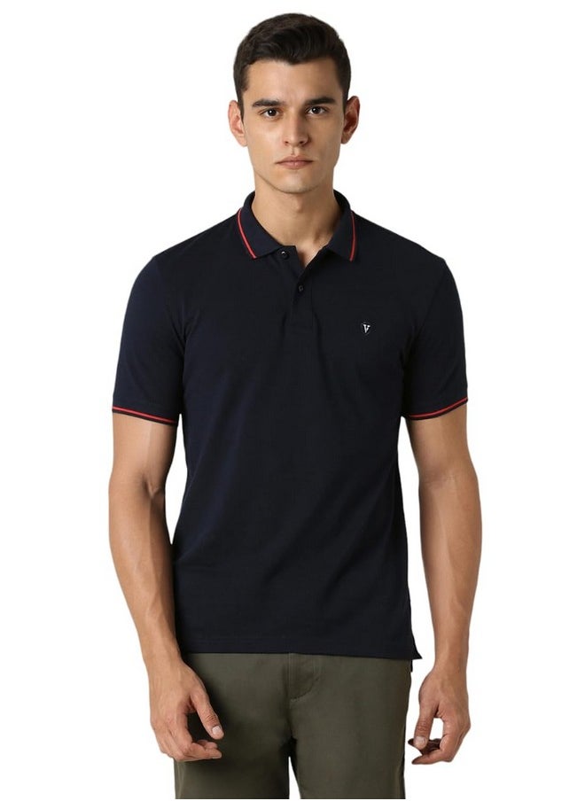 فان هيوزن تي شيرت بولو للرجال من Van Heusen بقصة عادية (VSKP517S011411_Navy L)  - Image 1