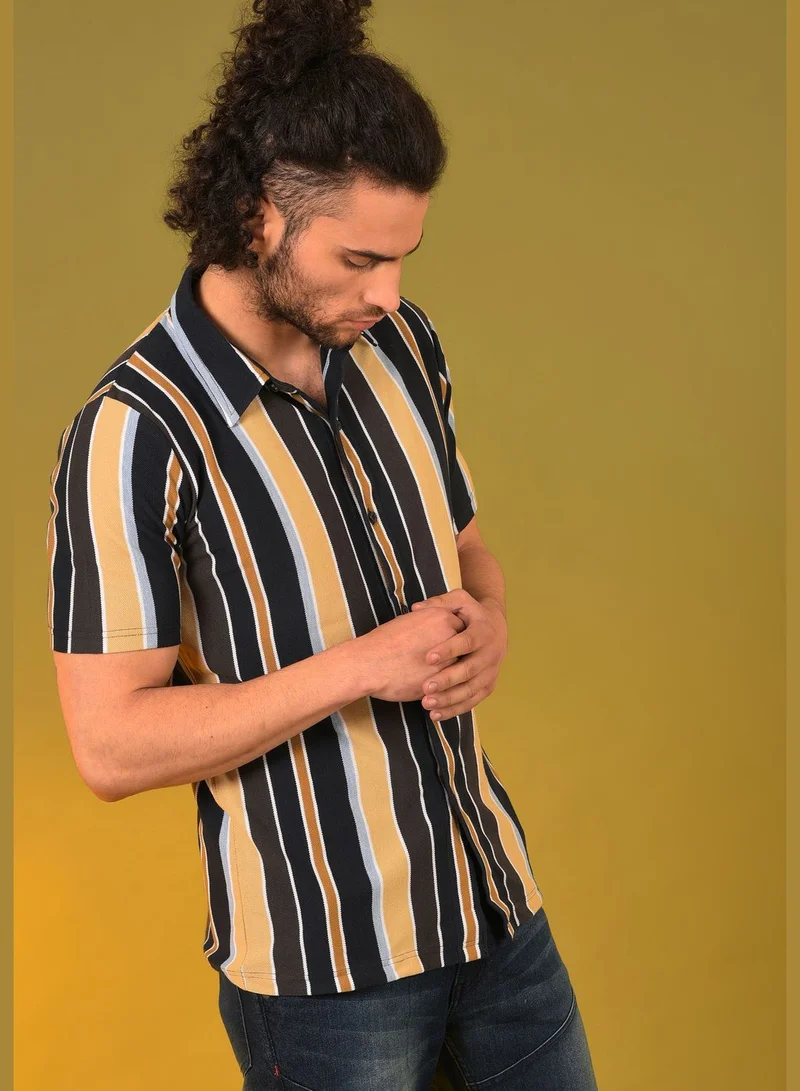 Campus Sutra Short Sleeve Striped Shirt