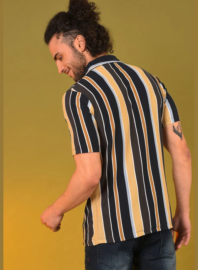 Campus Sutra Short Sleeve Striped Shirt