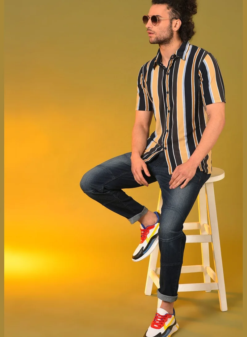 Campus Sutra Short Sleeve Striped Shirt