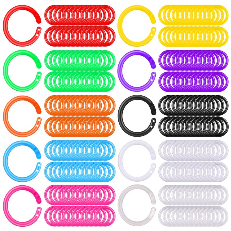 KFPPLXQ 240 Pcs Plastic Binder Rings Rainbow Index Card Ring Small Book Rings for Cards Document Stack School Home Office Use 0.78 Inch 10 Colors - Image 1