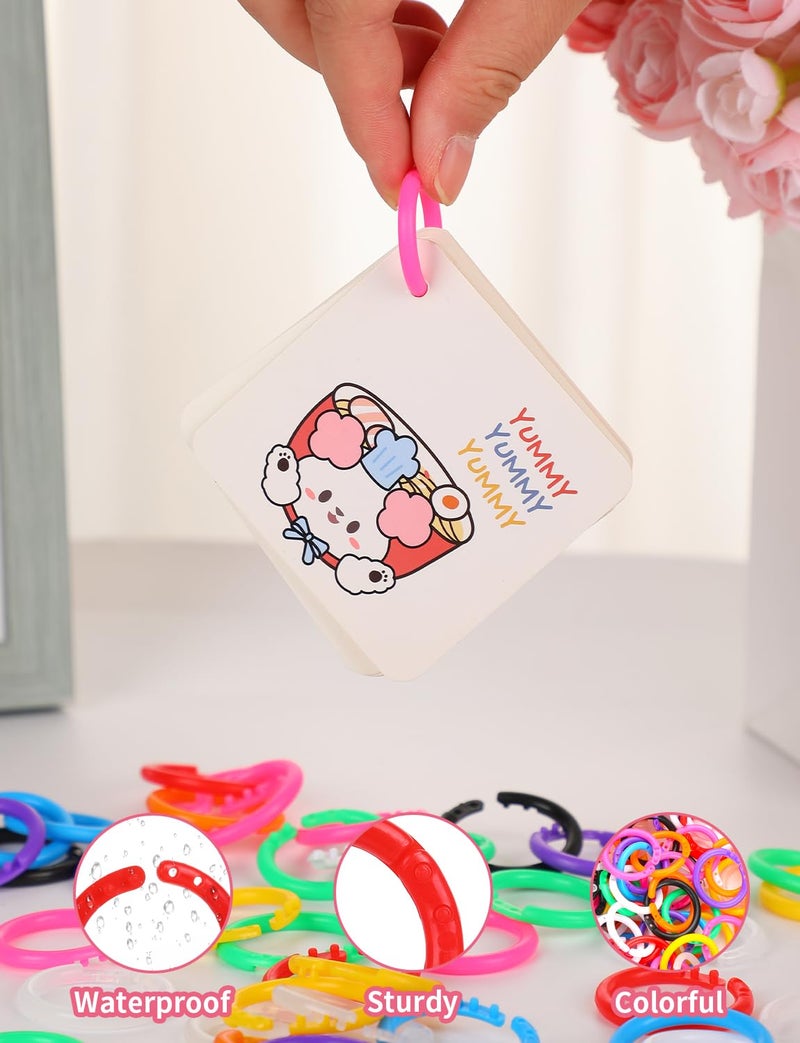 KFPPLXQ 240 Pcs Plastic Binder Rings Rainbow Index Card Ring Small Book Rings for Cards Document Stack School Home Office Use 0.78 Inch 10 Colors - Image 3