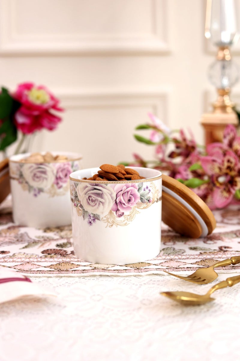Vigneto Floral Gold Roses Airtight Storage Canister (1 Pc, 500 ML) with Leakproof Lid | Finest Premium Porcelain - Image 4