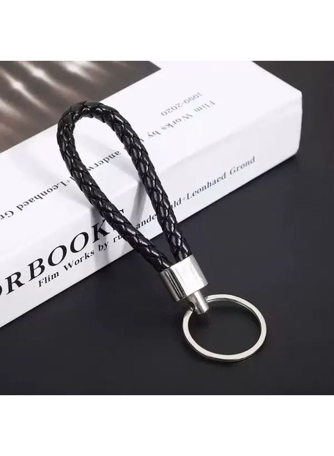 Black Woven Rope Keychain With Metal Buckle Ring For Bags Car Keys Gift - Image 1