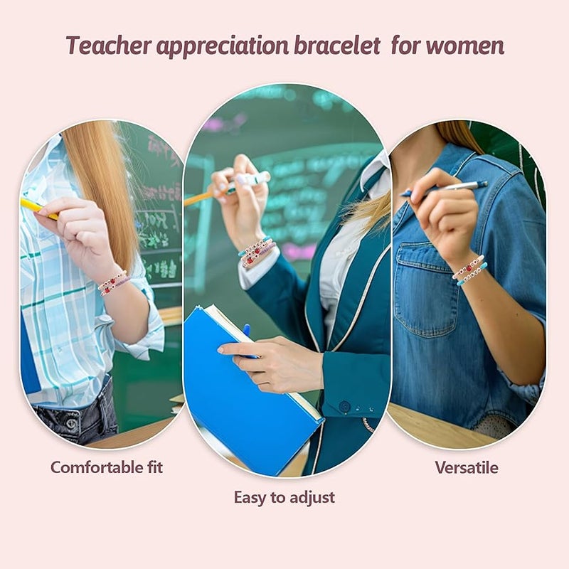 LYART 12Pcs Teacher Appreciation Bracelets Gifts in Bulk for Women, with Thank You Message Cards from Student, Teacher Bracelet Jewelry Gifts Bulk for Women - Image 3