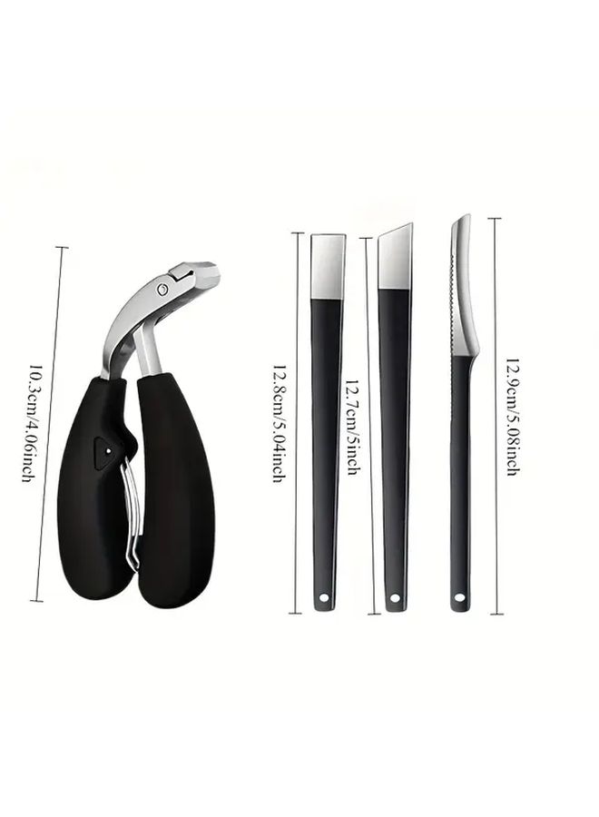 4pcs Large Opening Anti Splash Nail Clippers Ergonomic Durable Steel Toenail Cutter - Image 4