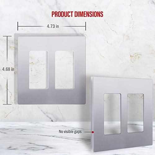 ENERLITES Elite Series Screwless Decorator Wall Plate Child Safe Outlet Cover Gloss Finish Size 2Gang 468 H x 473 L Unbreakable Polycarbonate Thermoplastic SI8832SV10PCS Silver 10 Pack - Image 3
