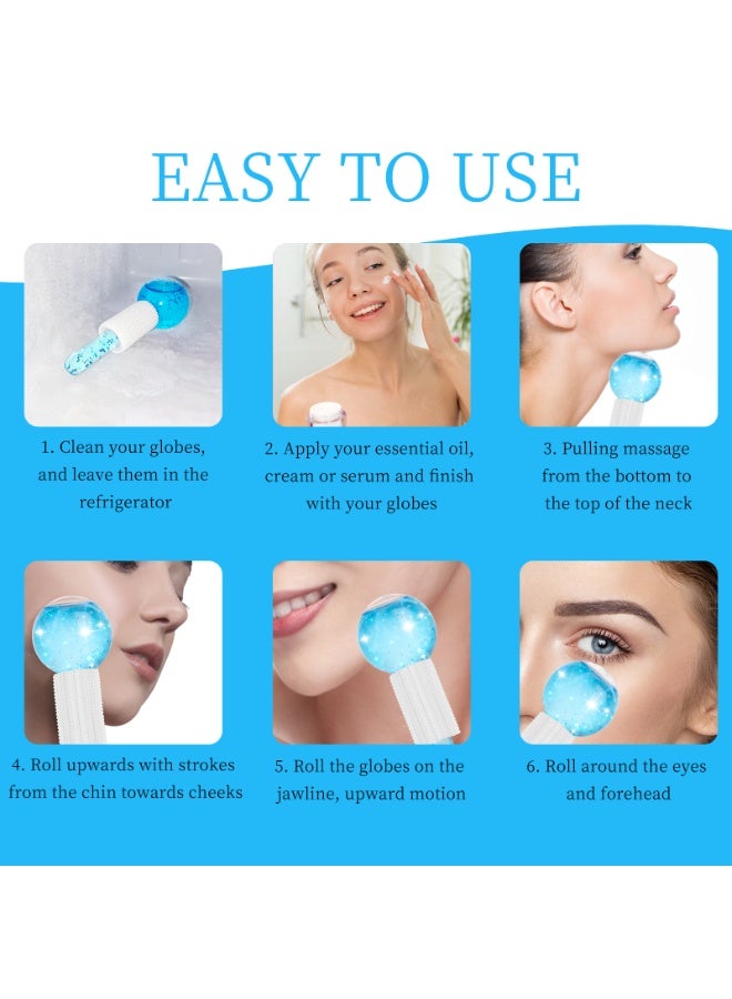 Aiseely 2PCS Ice Globes Face Cooling Massager Home Use Skin Care Cold Hot Massage Tools for Calm Skin Shrinks Pores Fade Fine Lines Reduce Puffiness - Image 3
