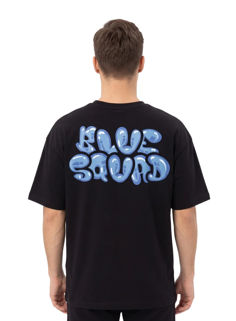 السنافر The Smurfs “Blue Squad” Men’s Drop Shoulder T-Shirt | Smurf Character Graphic Print Casual Crew Neck Cotton Tee