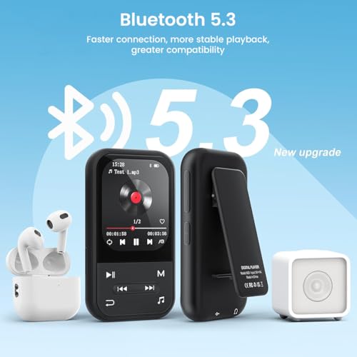 AUDIOCULAR X20 Clip MP3 Music Player Bluetooth 5.3 with FM Radio Voice Recorder E-Book Video Player Pedometer Alarm Clock Portable Music Player 32GB Expandable to 128GB (Black) - Image 2