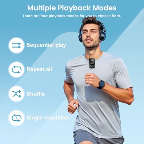 AUDIOCULAR X20 Clip MP3 Music Player Bluetooth 5.3 with FM Radio Voice Recorder E-Book Video Player Pedometer Alarm Clock Portable Music Player 32GB Expandable to 128GB (Black) - Image 5