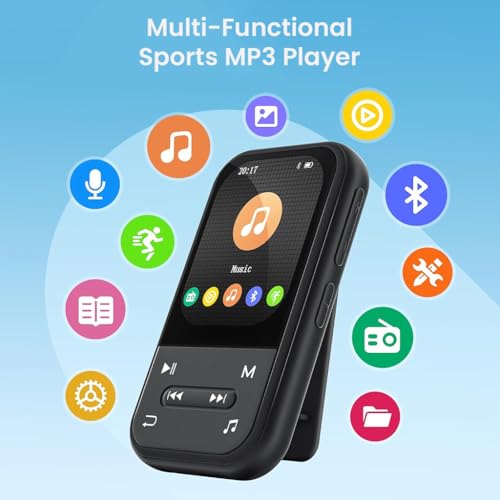 AUDIOCULAR X20 Clip MP3 Music Player Bluetooth 5.3 with FM Radio Voice Recorder E-Book Video Player Pedometer Alarm Clock Portable Music Player 32GB Expandable to 128GB (Black) - Image 3