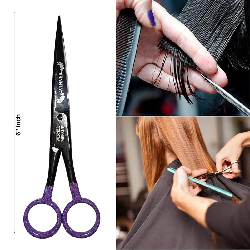 Generic Winner 6 Scissor Ultra Sharp Ice Tempered Blades Shaving Razor Barber Comb For Home Salon Use Men Women Saloon Scissors  - Image 2