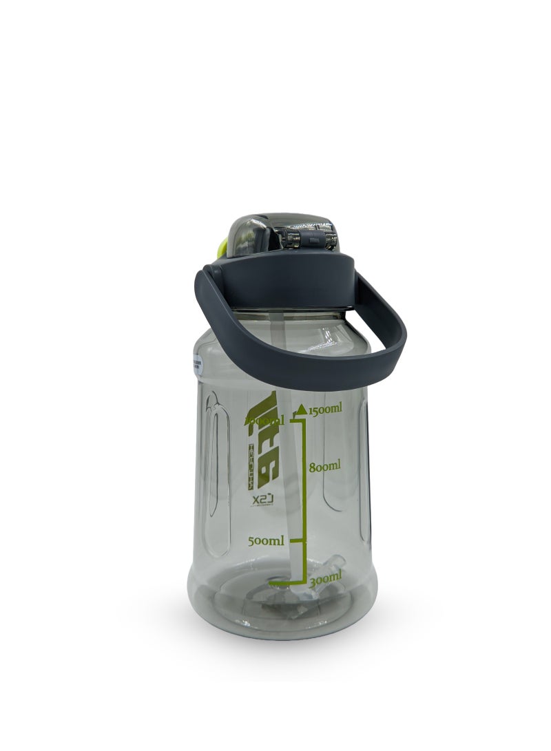 Generic Premium 1.5L Water Bottle with Green Typography (Detachable Straw)  - Image 2