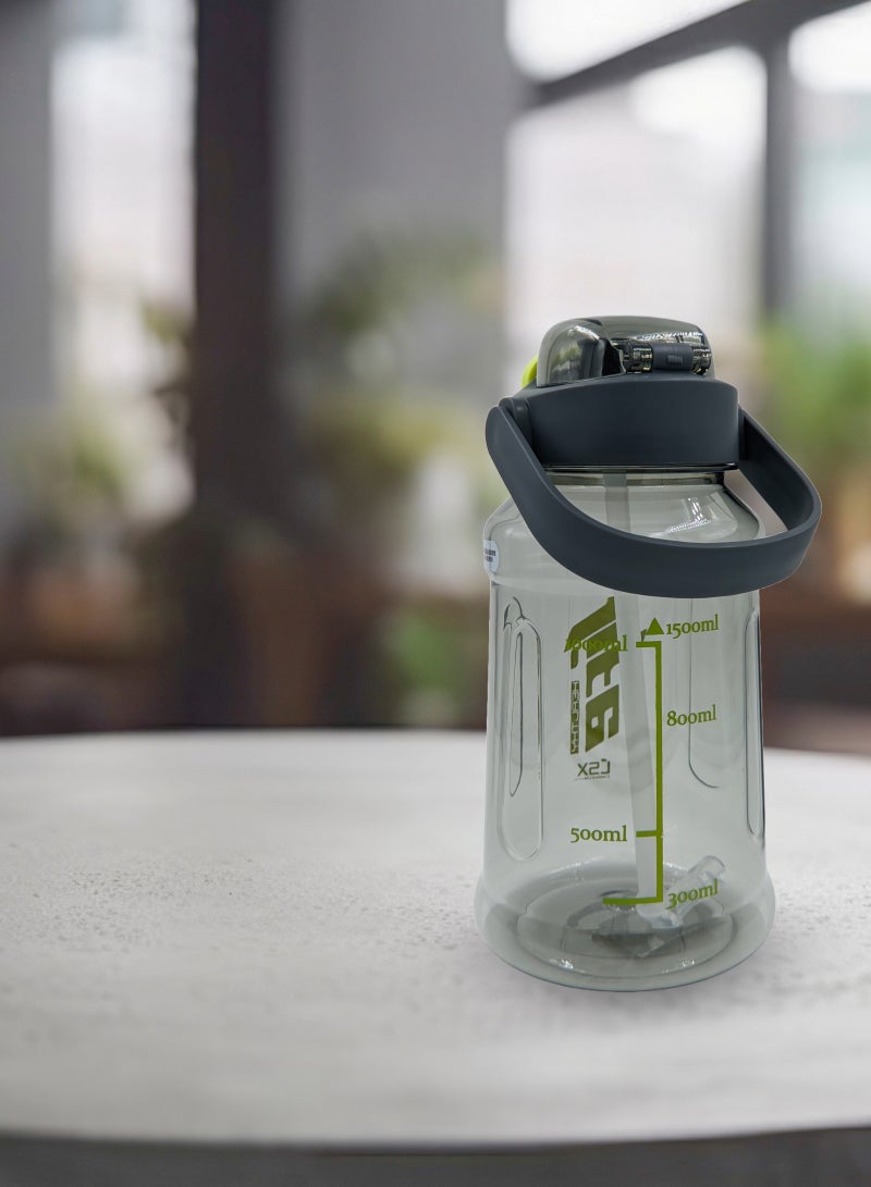 Generic Premium 1.5L Water Bottle with Green Typography (Detachable Straw)  - Image 5