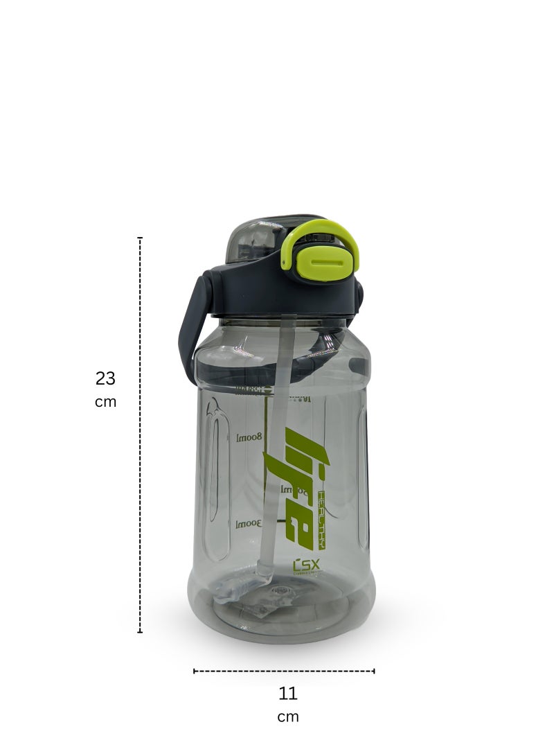 Generic Premium 1.5L Water Bottle with Green Typography (Detachable Straw)  - Image 3
