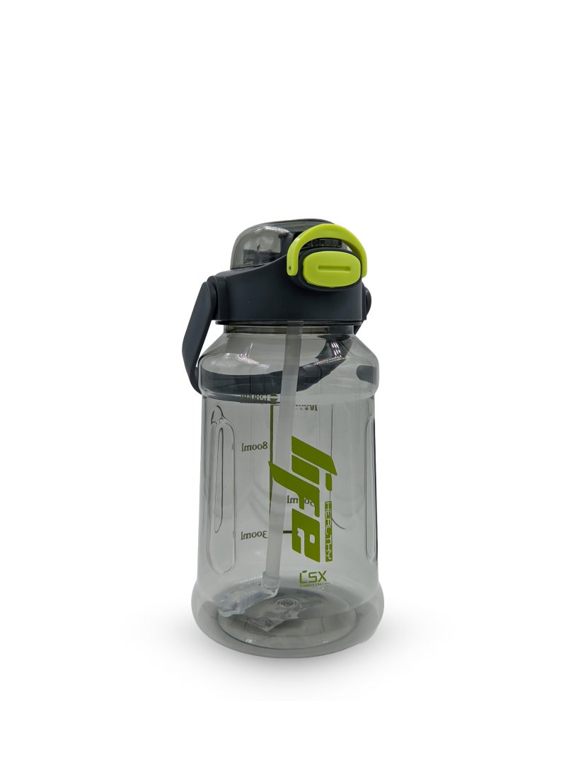 Generic Premium 1.5L Water Bottle with Green Typography (Detachable Straw)  - Image 1