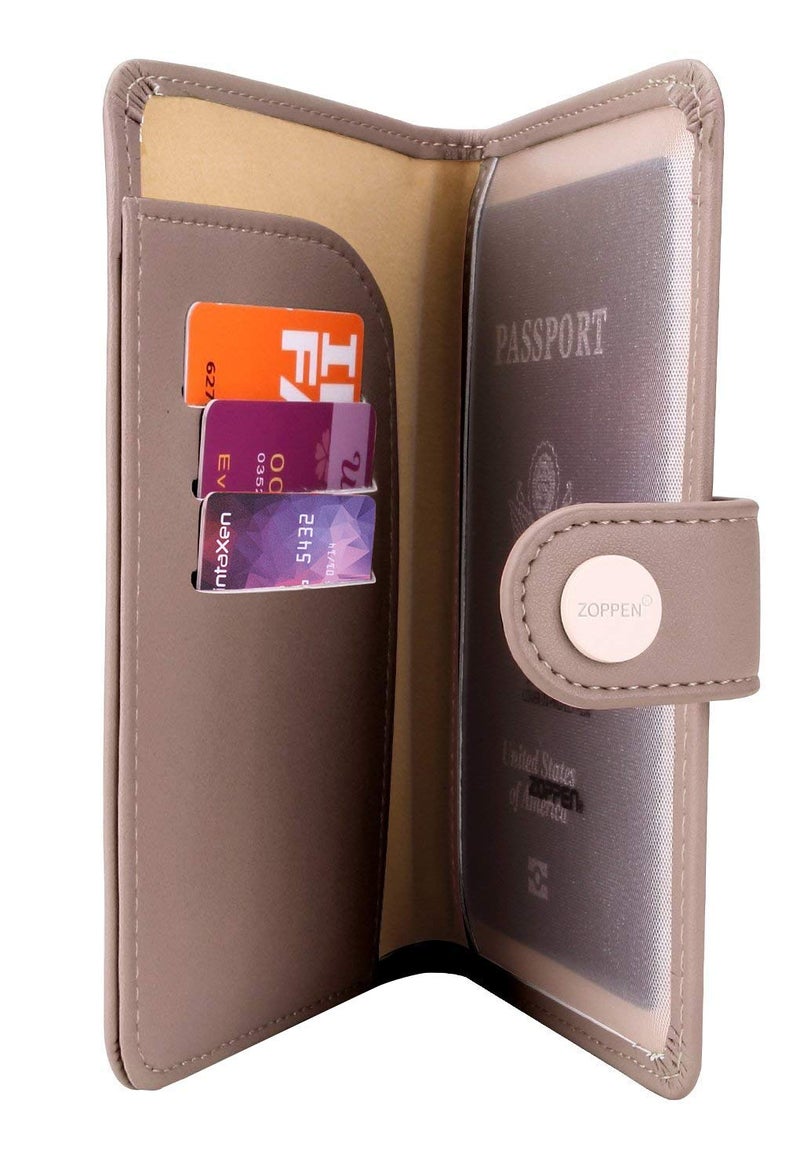ZOPPEN حامل جواز سفر زوبين للنساء، غلاف جواز سفر محفظة سفر مع حماية RFID، غلاف محفظة جواز السفر، أساسيات السفر، منظم مستندات، وردي باهت - Image 3
