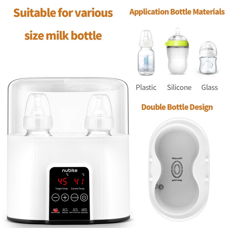 nubite Double Baby Bottle Warmer 24H Constant Mode for All Bottles, Breastmilk Baby Milk Heater, Heating Baby Food, Formula Water Warmer for Twins, Accurate Temperature Control - Image 5