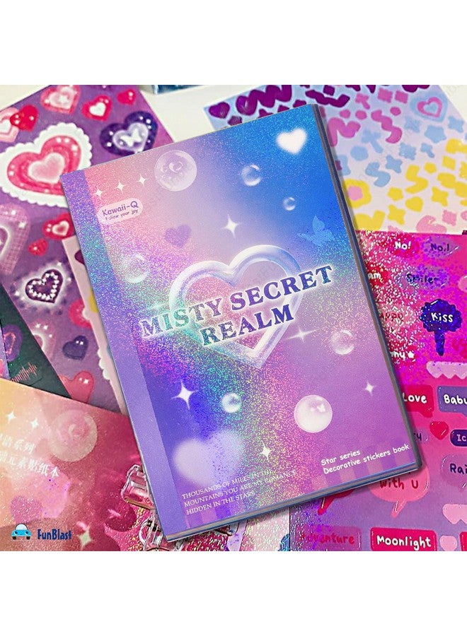 FunBlast Kawaii Stickers Book - 50 Sheets/1200+ Stickers, Misty Secret Realm Japanese Style Decorative Sticker, Self-Adhesive Kawaii Sticker, Cute Sticker for Girls (D) - Image 4