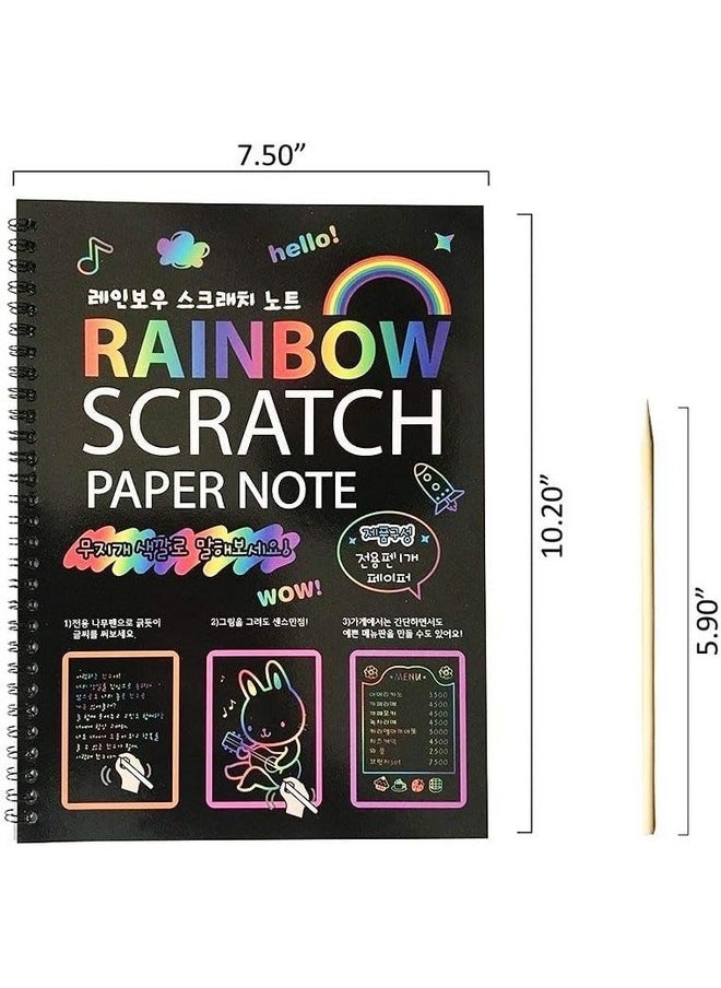 deziine deziine�Scratch Paper Books 3 Packs 10.2 x 7.5 inches for Kids Rainbow Color Scratch Off Paper Art with 3 Stylus Scratchers Ideal for Kids School Help Children to Focus Practice Hands (Pack of 3)  - Image 2