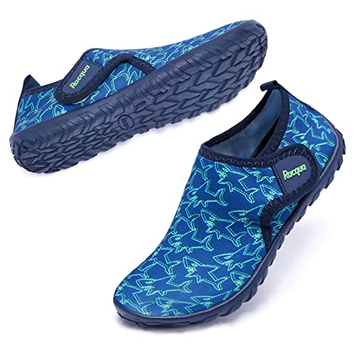 Racqua Boys Water Shoes Kids Swim Pool Lightweight Quick Dry Beach Sport Shoes Barefoot Walking Boating Surfing Aqua Shoes Little Kid Shark 12 - Image 1